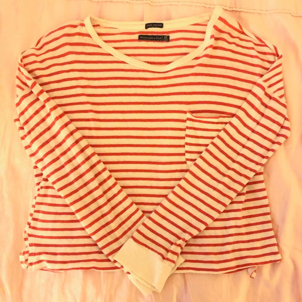 Red and White Abercrombie and Fitch top